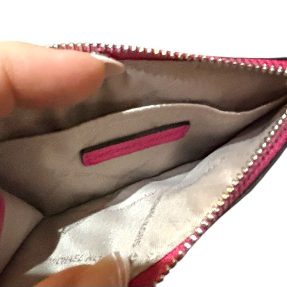 Michael Kors Jet Set Travel Quilted Card Wallet Keychain Dragonfruit Pink NWT - Picture 4 of 7